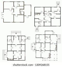 Architectural blueprint in top view background. Vector technical project background illustration