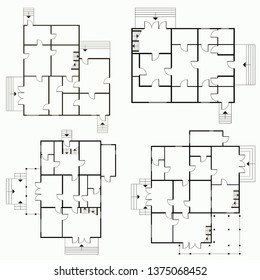 Architectural blueprint in top view background. Vector technical project background illustration