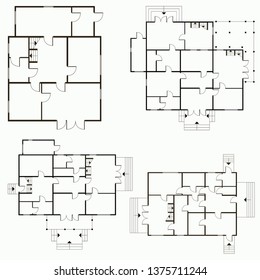 Architectural blueprint in top view background. Vector technical project background illustration