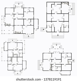 Architectural blueprint in top view background. Vector technical project background illustration