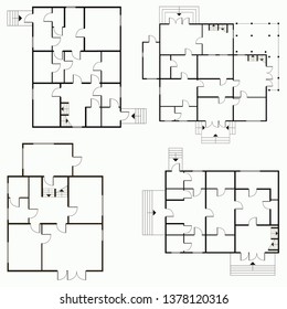 Architectural blueprint in top view background. Vector technical project background illustration