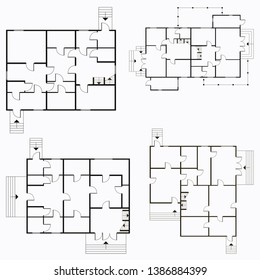 Architectural blueprint in top view background illustration