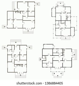 Architectural blueprint in top view background illustration