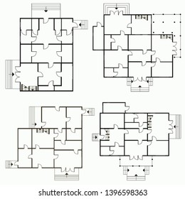 Architectural blueprint in top view background. Vector technical project background illustration