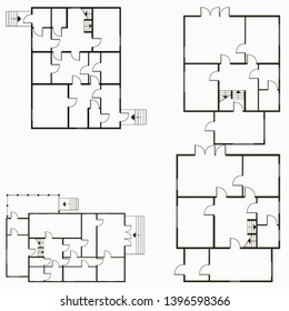 Architectural blueprint in top view background. Vector technical project background illustration