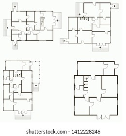 Architectural blueprint in top view background. Vector technical project background illustration