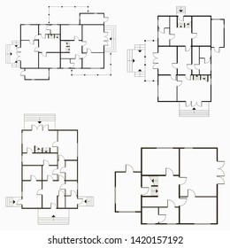 Architectural blueprint in top view background. Vectorfloor plan background illustration