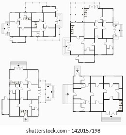 Architectural blueprint in top view background. Vectorfloor plan background illustration