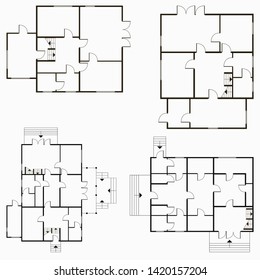 Architectural blueprint in top view background. Vectorfloor plan background illustration