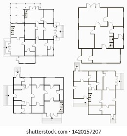Architectural blueprint in top view background. Vectorfloor plan background illustration