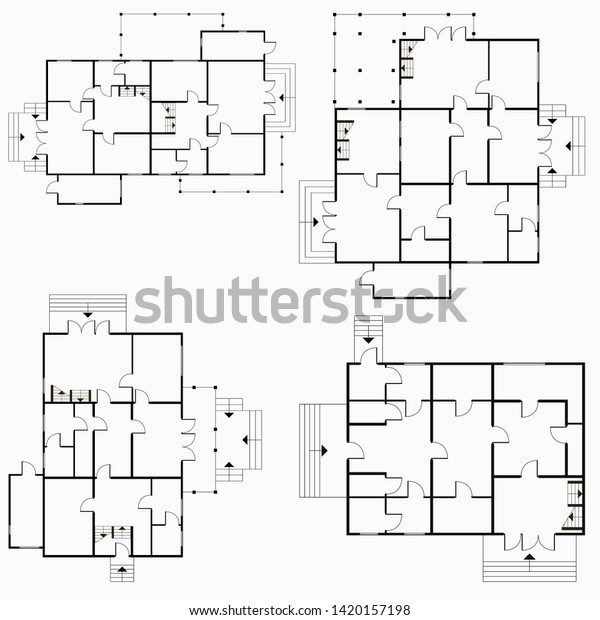 Architectural Blueprint Top View Background Vectorfloor Stock Vector ...