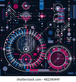 Architectural blueprint, vector digital background with different geometric design elements. For use as website background.