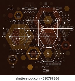 Architectural blueprint, vector digital background with different geometric design elements. For use as website background.