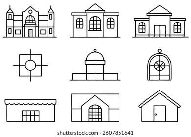 architectural blues line art concept for minimal home ideas.eps