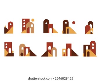 Conjunto de elementos de diseño arquitectónico Boho