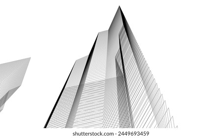 Architectural building 3d. Concept sketch.
