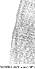 Architectural building 3d drawing on white background