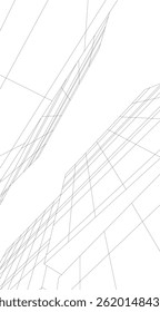Architectural building 3d drawing on white background