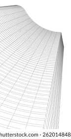 Architectural building 3d drawing on white background