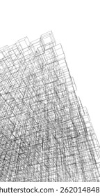 Edificio arquitectónico 3d dibujo sobre fondo blanco