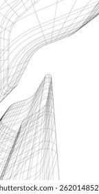 Construção arquitetônica desenho 3d sobre fundo branco