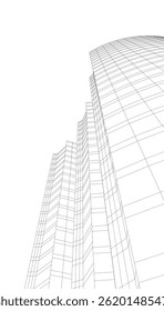 Architectural building 3d drawing on white background