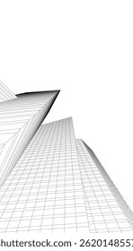 Edificio arquitectónico 3d dibujo sobre fondo blanco