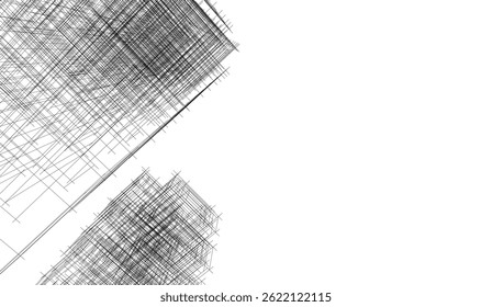 Edificio arquitectónico 3d dibujo sobre fondo blanco