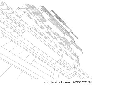 Construção arquitetônica desenho 3d sobre fundo branco