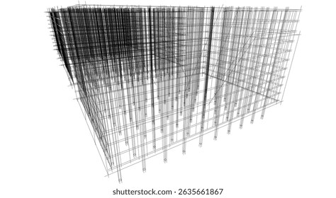 Architectural building 3d rendering concept sketch