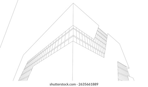 Architectural building 3d rendering concept sketch