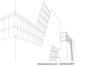Architectural building 3d rendering concept sketch