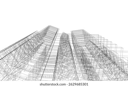 Architectural building abstract vector 3D illustration