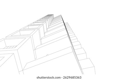 Edificio arquitectónico abstracto Vector 3D ilustración