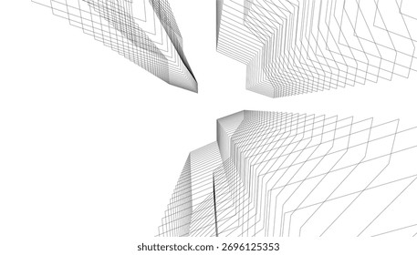 Architectural building abstract vector 3d illustration