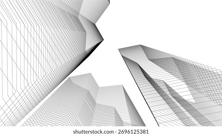 Architectural building abstract vector 3d illustration