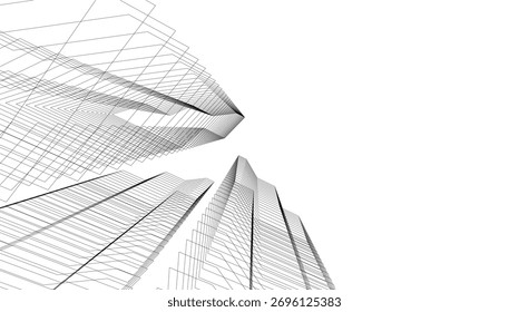 Architektonisches Gebäude abstrakte Vektor 3D-Illustration