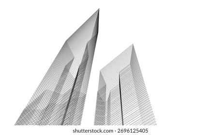 Edificio arquitectónico abstracto Vector 3d ilustración