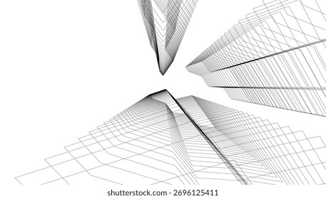 Edificio arquitectónico abstracto Vector 3d ilustración