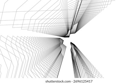 Edificio arquitectónico abstracto Vector 3d ilustración