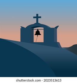 the architectural building of the chapel in the evening twilight