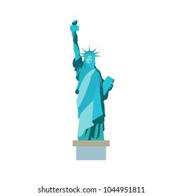 Architectural building. Countries of the world, architecture, monuments, landmark. Statue of Liberty is a monument of freedom illuminating the world, a sculpture in the USA. Vector illustration.