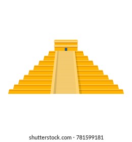 Architectural building. Countries of the world, architecture, monuments, landmark. Pyramid - the Temple of the pyramid from Chichen Itza. Holiday, vacation, travel and trip. Vector illustration.