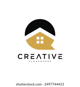 Architectural building creative logo concept, house logo design, home construction logo. Premium Vector