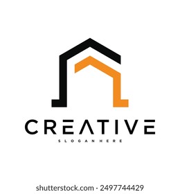 Architectural building creative logo concept, house logo design, home construction logo. Premium Vector