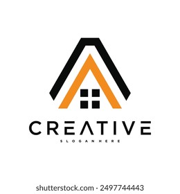 Architectural building creative logo concept, house logo design, home construction logo. Premium Vector