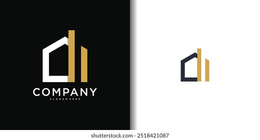 Architectural building creative logo concept, house logo design, home construction logo. Premium Vector