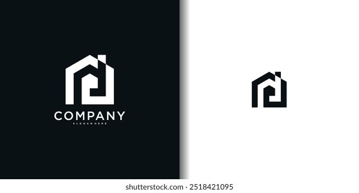 Architektonisches Gebäude kreatives Logo-Konzept, Haus-Logo-Design, Haus-Bau-Logo. Premium-Vektor