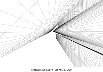 Edificio arquitectónico. Diseño de fondo 3d
