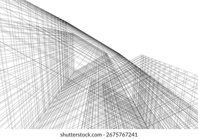 Architektonisches Gebäude. Design 3D-Hintergrund